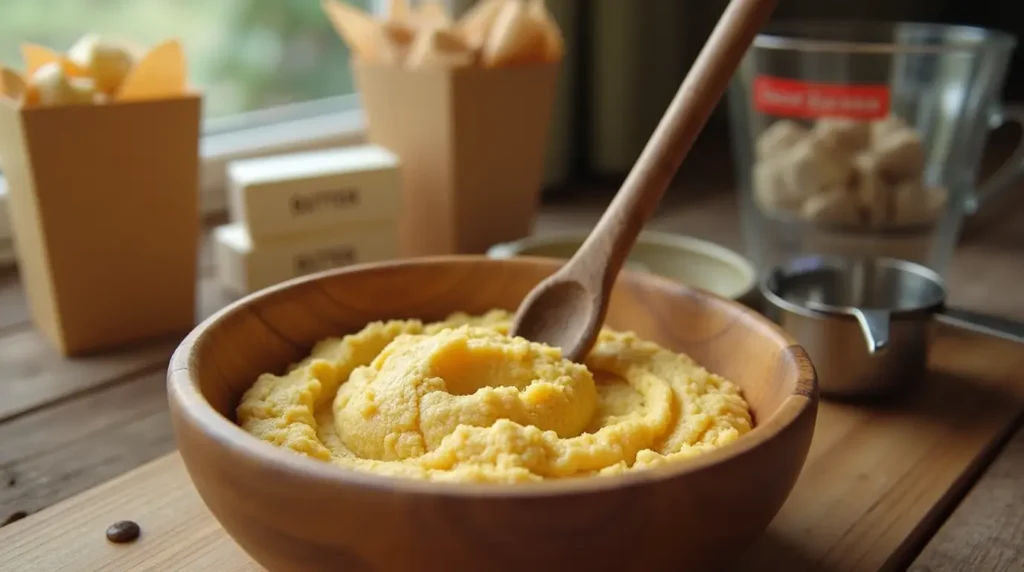 Preparing Kentucky Butter Cake Cookies dough in a mixing bowl.