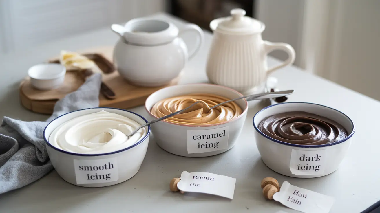 Various icing types made without powdered sugar