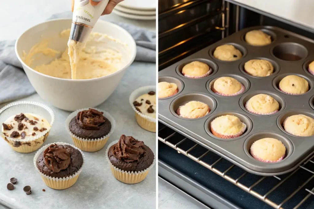 Step-by-step guide for making ice cream cone cupcakes.