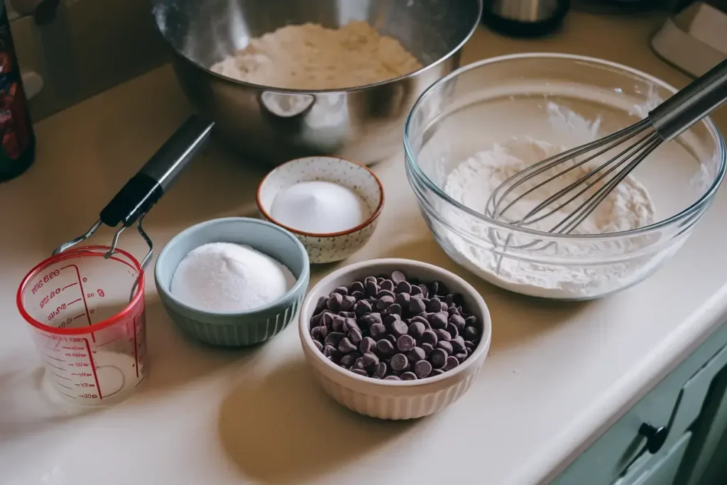 Ingredients for chocolate chip bread before mixing