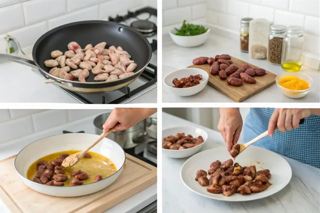 Step-by-step chicken hearts preparation