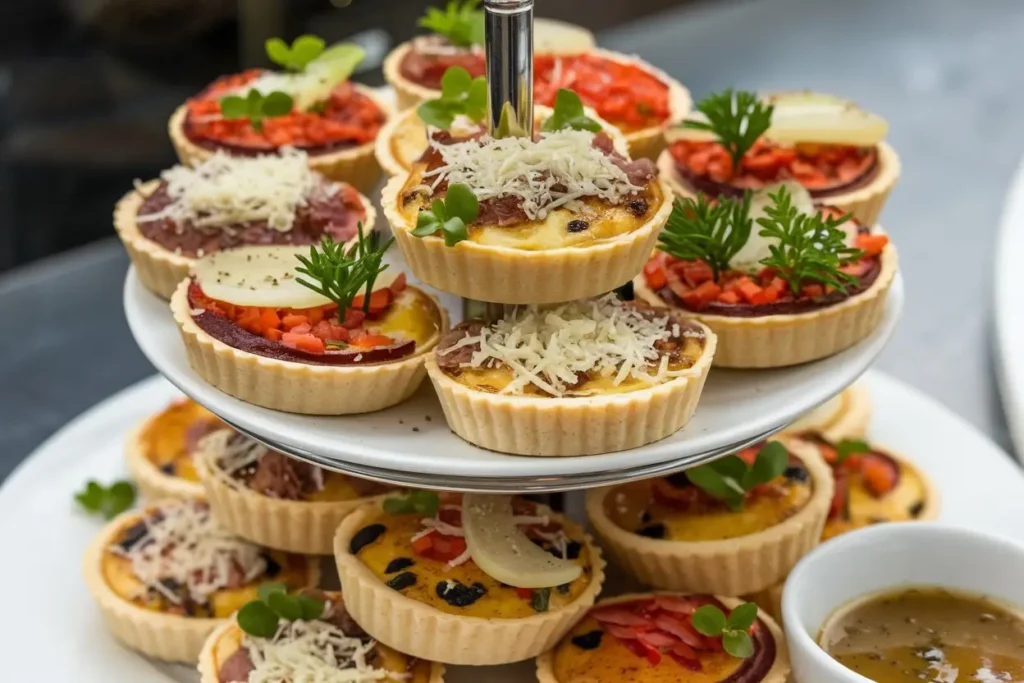 Stack of mini quiches