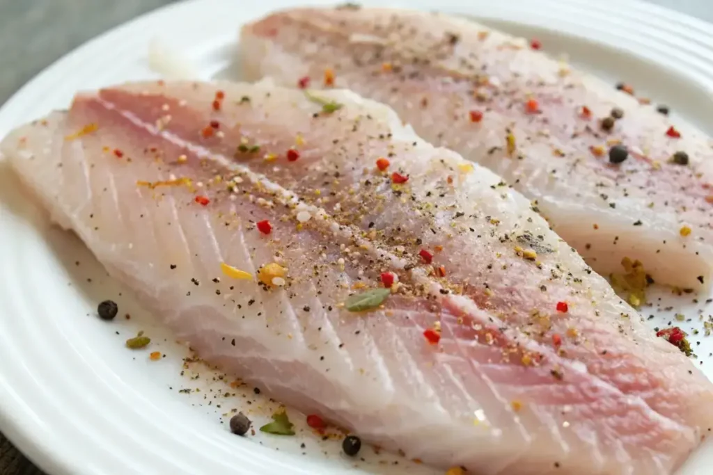 Seasoning rockfish fillets with spices