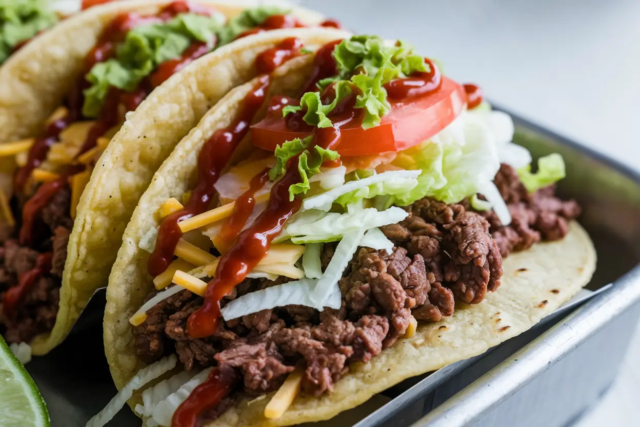 A close-up of the Cheesy Gordita Crunch highlighting its crispy outer shell and cheese layer.