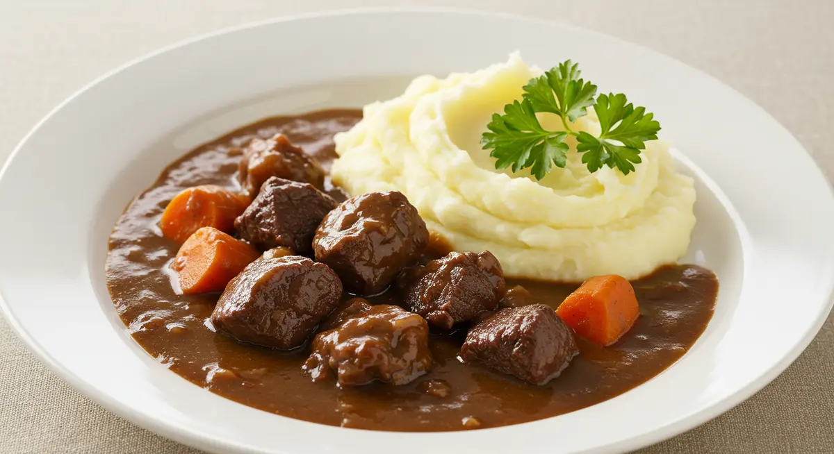 Venison stew with mashed potatoes made from canned venison