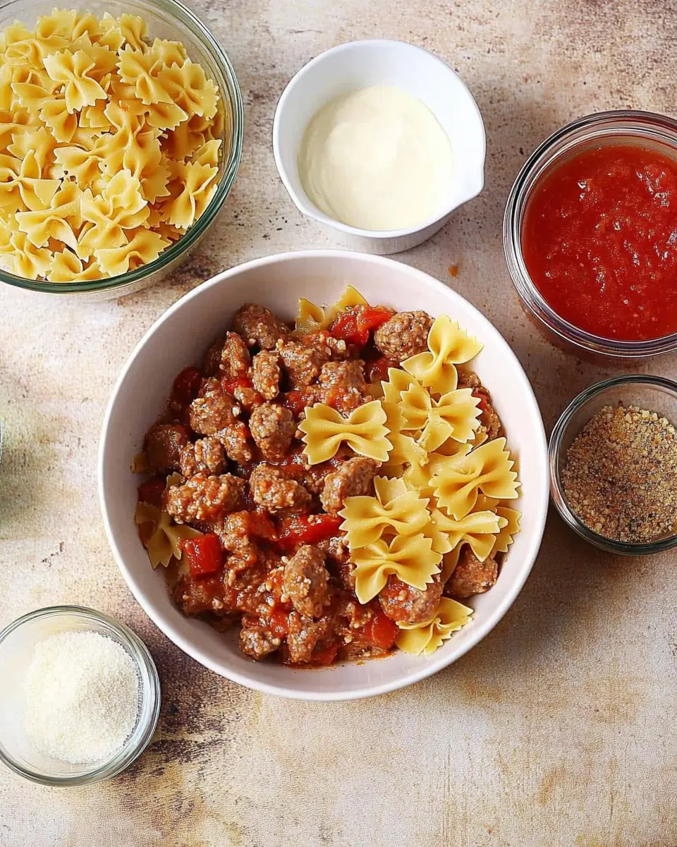 Italian Sausage with Bow Tie Pasta